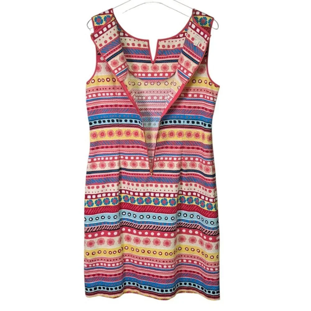 Talbots Sleeveless Textured Knit Dress Multicolor Exposed Zipper Size 14 - Picture 10 of 11